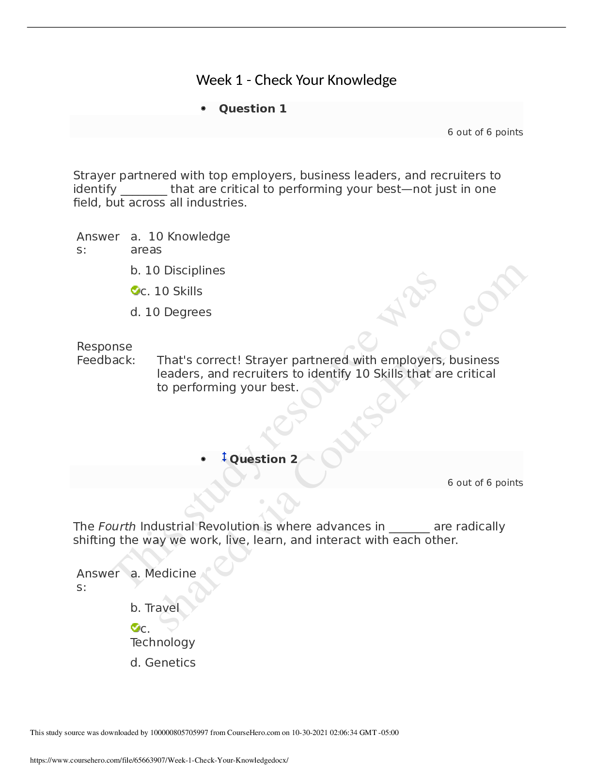 Preview image of WRK 100 Week 1 Check Your Knowledge document